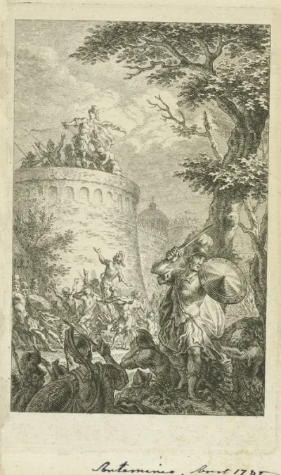 Soldaten bij een stadsmuur