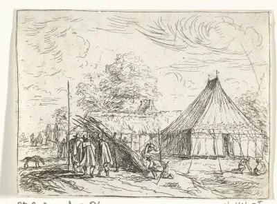 Soldaten bij een tent