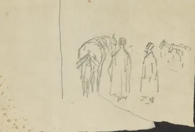 Soldaten bij hun paarden