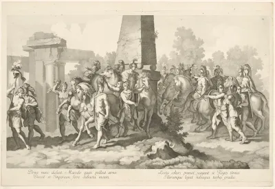Soldaten bij obelisk