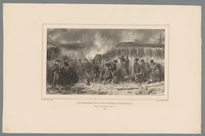 Soldaten graven een loopgraaf, 1832