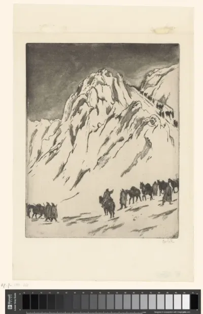 Soldaten in sneeuwgebergte