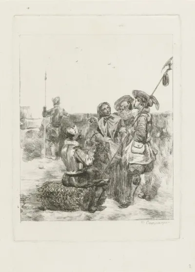Soldaten met een jong meisje