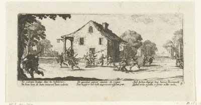 Soldaten plunderen een herberg