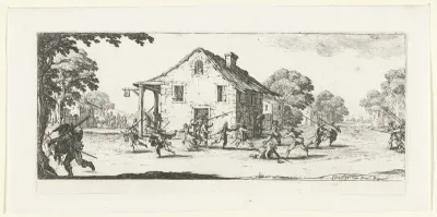 Soldaten plunderen een herberg