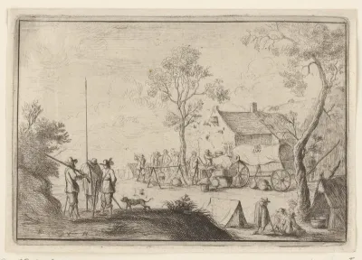 Soldaten rond een kookpot