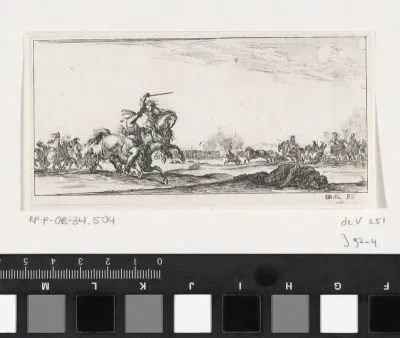 Soldaten te paard in gevecht op een slagveld