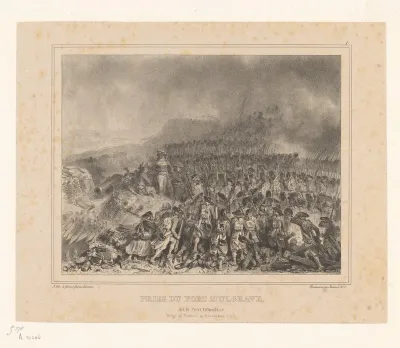 Soldaten tijdens de inname van Fort Mulgrave en beleg van Toulon, 19 december 1793
