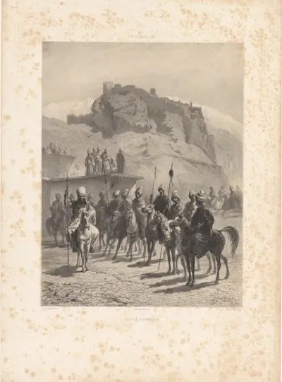 Soldaten voor het kasteel van Atskhour te Akhaltsikhe