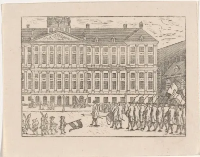 Soldaten voor het Stadhuis te Amsterdam