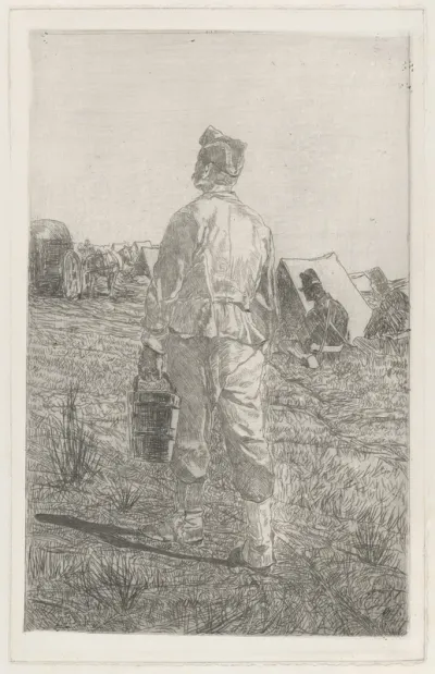 Soldier with a Pail, Seen from Behind (Soldato di spalle con secchio)