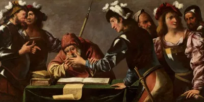 Soldiers at the palmist.