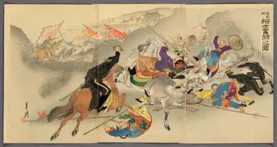Soldiers Fighting Furiously at Fenghuangcheng (Hoojo ni shoshi funto no zu)