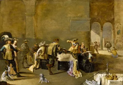 Soldiers inspecting coffers
