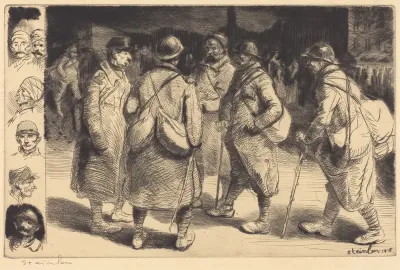 Soldiers on Leave - Night Scene (Permissionnaires - Effet de Nuit)