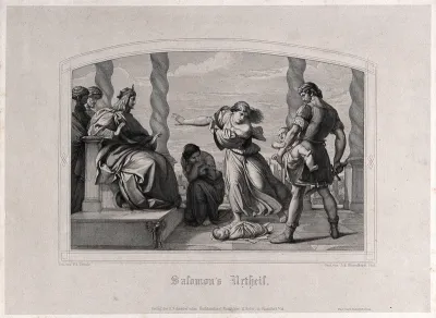 Solomon judges the case of the two harlots and their babies