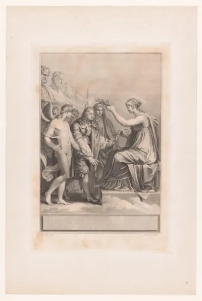 Son génie et Melpomène le mènent à l'Immortalité
