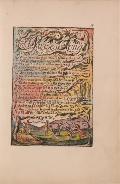 Songs of Innocence and of Experience, Plate 13, Nurse's Song (Bentley 24)