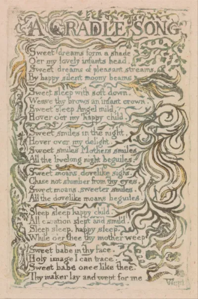 Songs of Innocence and of Experience, Plate 16, A Cradle Song (Bentley 16)