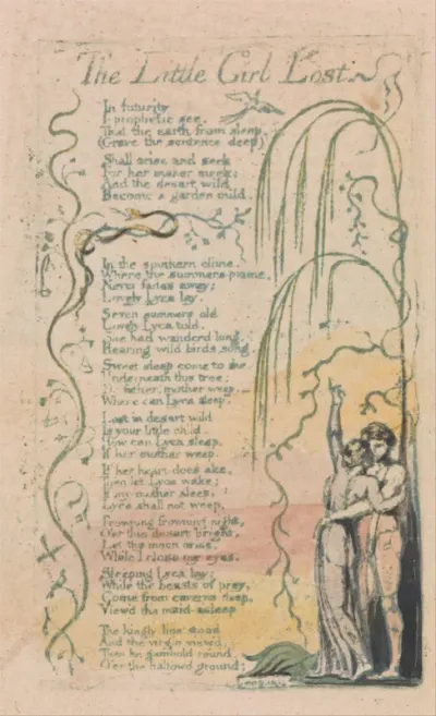 Songs of Innocence and of Experience, Plate 20, The Little Girl Lost (Bentley 34)