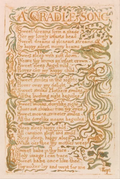 Songs of Innocence, Plate 18, A Cradle Song (Bentley 16)