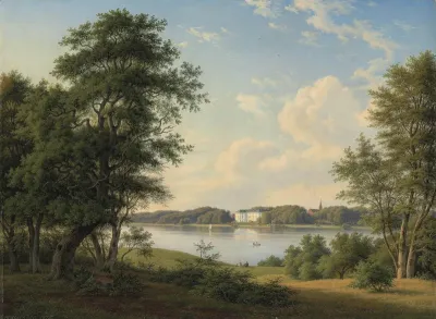 Sorø Academy seen from the otuer side of Sorø Lake in Senmark