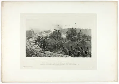Sortie of the Roman garrison..., from Souvenirs d’Italie: Expédition de Rome