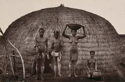 South Africa: a Zulu family and kraal
