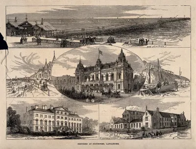 Southport, Lancashire: sheet of sketches showing various sights