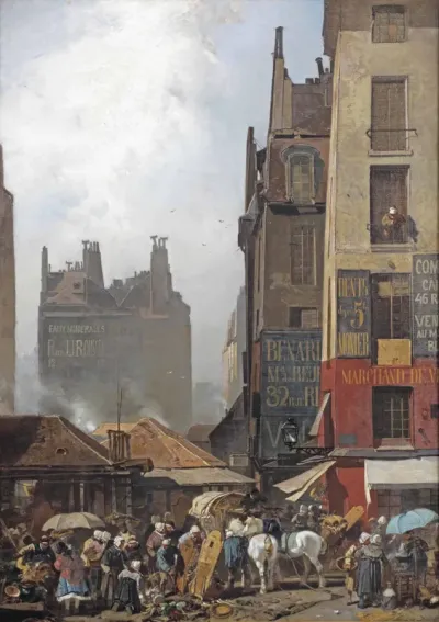 Souvenir de Paris: a bustling day on a Parisian market