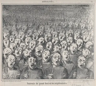 Souvenir du grand festival des orphéonistes, from Actualités, published in Le Charivari, March 28, 1859