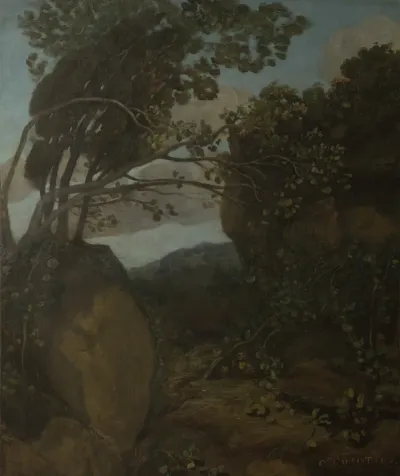 Souvenir of Nemi. Rocks and Shrubs