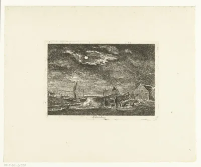 Spakenburg bij maanlicht