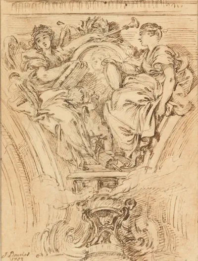 Spandrel Decoration: Fame and Truth Applauding Louis XV