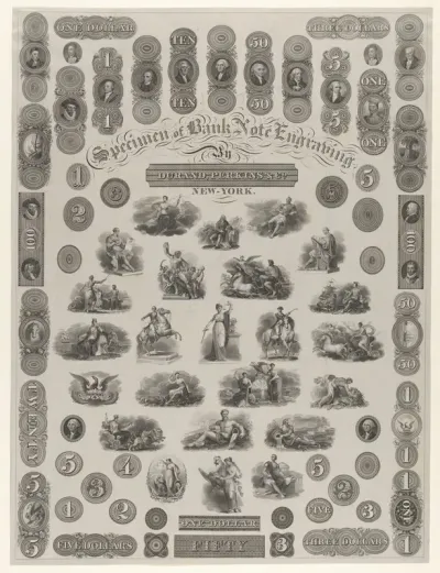 Specimen Sheet of Bank Note Engraving
