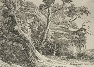 Specimens of Polyautography:  Man Seated under an Oak