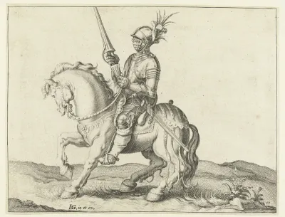 Speerruiter met gesloten vizier