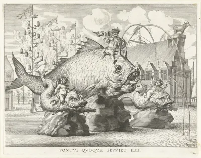 Spektakel met Triton op een reuzenvis; intocht van Ferdinand te Gent in 1635