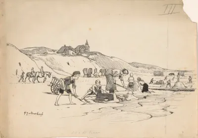 Spelende kinderen aan zee