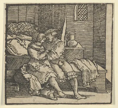 Spinneloccio Locked up in a Chest, on which his Wife and Zeppa are Seated, from The Decameron