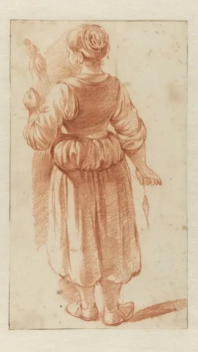 Spinnende vrouw, staand