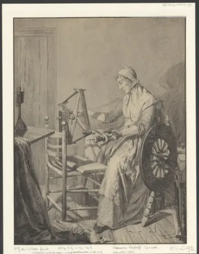 Spinster aan een molenhaspel
