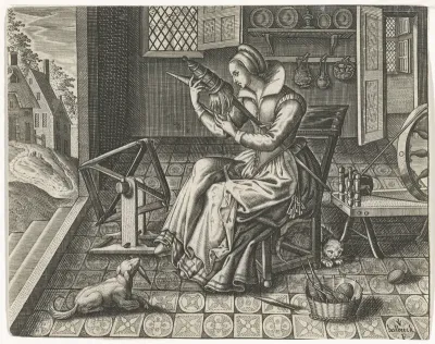 Spinster in een interieur
