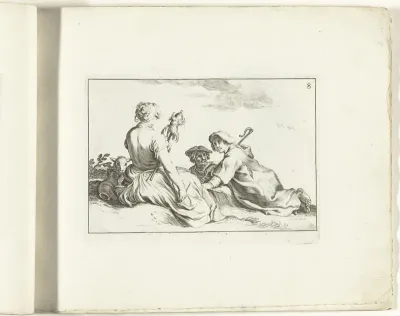 Spinster met twee herdersjongen