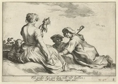 Spinster met twee herdersjongens