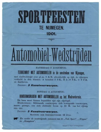 Sportfeesten en Automobielwedstrijden te Nijmegen van 3 tot 5 augustus 1901.
