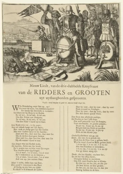 Spotprent en lied op de onenigheid tussen Willem III en de stad Amsterdam, 1690