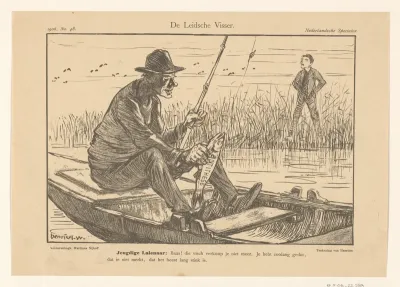 Spotprent met een Leidse visser