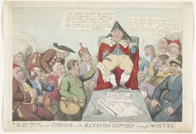 Spotprent op de Bataafse nederlaag bij Kamperduin, 1797
