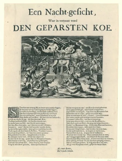 Spotprent op de benarde positie van de Nederlanden aan het begin van het jaar 1672